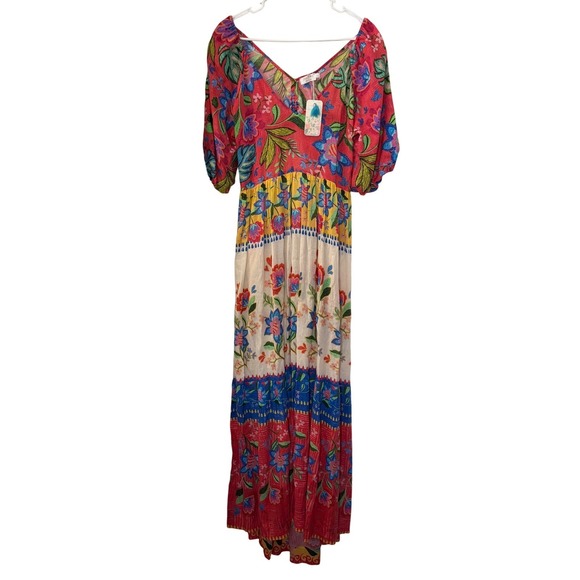 Johnny Was Dresses & Skirts - Johnny Was Roumba Maxi Dress Floral Ramie Cutout Red Multi XXL NWOT Beach